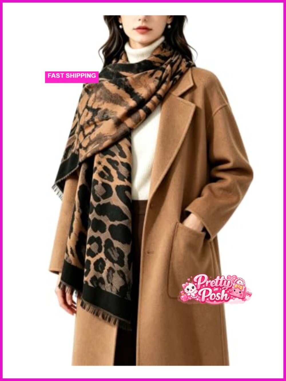 Women's Soft Warm Reversible Tassel Scarf Shawl Wrap Winter
